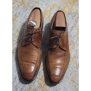 Magnanni Men's Basilio Apron Toe 13723 Brown Leather Dress Shoes Size 10 M